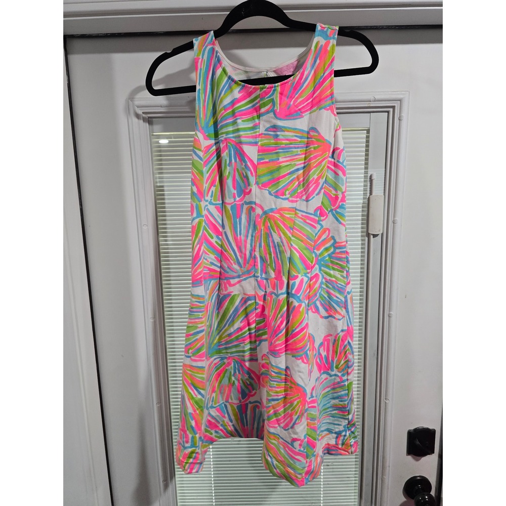 Lilly Pulitzer Seashell Print French Terry Sleeveless Dress Pink Blue Green M